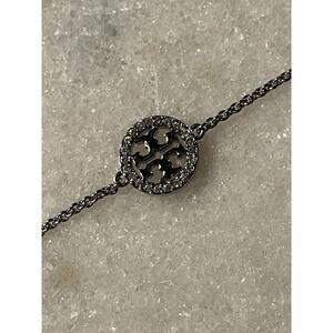 Tory Burch Miller Pave Chain Bracelet Silver Crystal NWT 80997